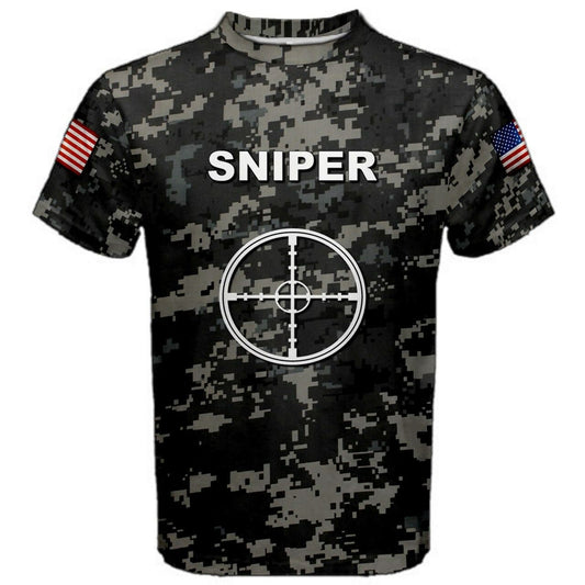 Sniper Rifle Crosshair Military Digital Camo T-shirt