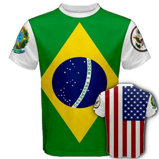 Brazil/United States Multi Flag T-shirt