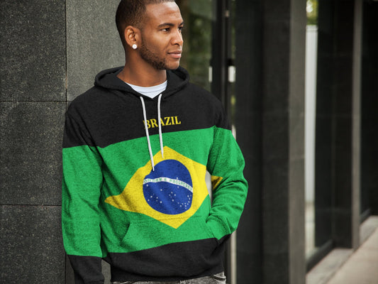 Brazilian Flag Pullover Hoodie