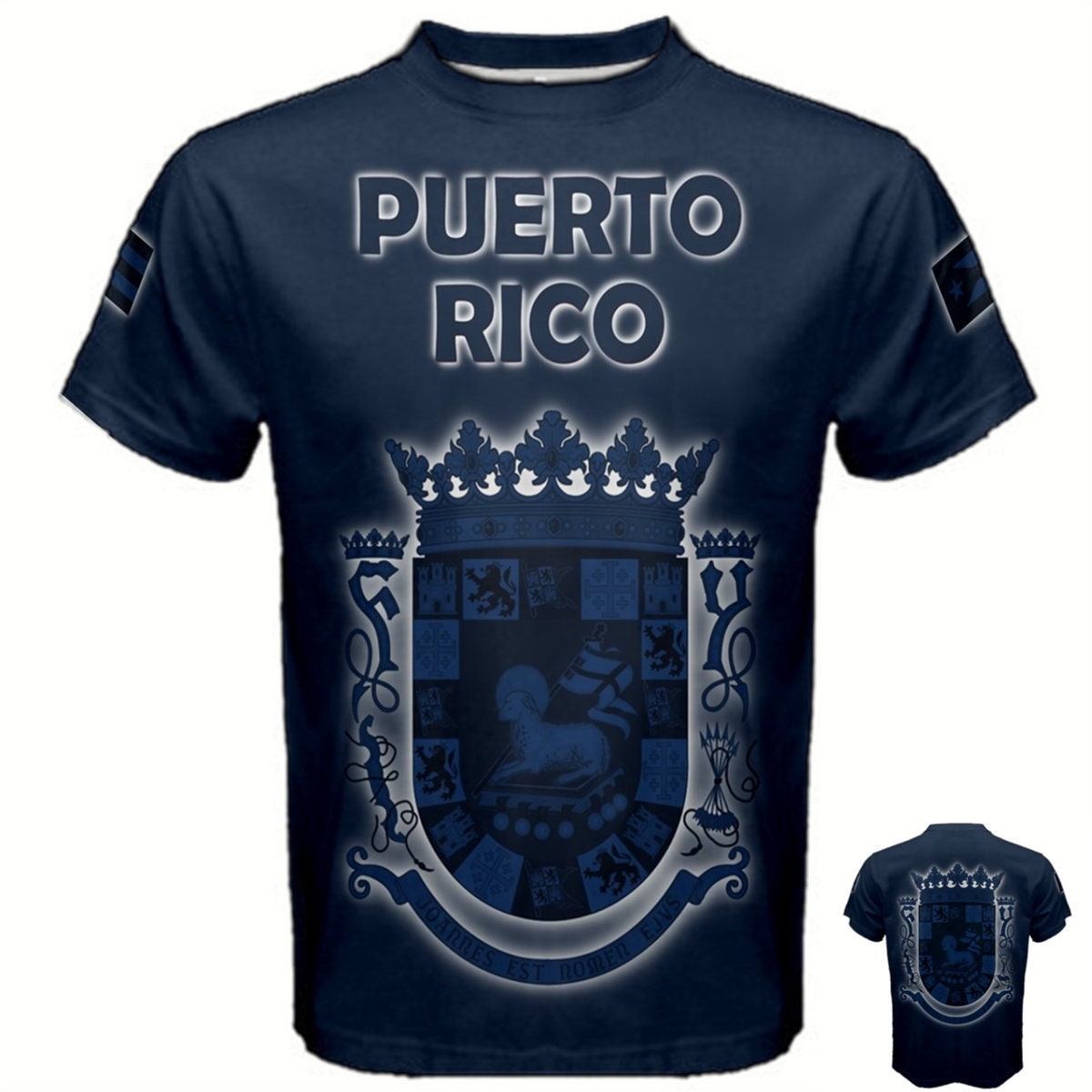 Puerto Rico Shodow Effect Flag Coat of Arms T-shirt