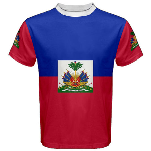 Haiti Double Sided Flag Coat of Arms Sleeves T-shirt