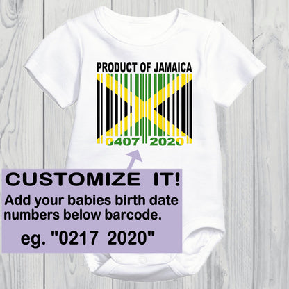 Product of Jamaica Newborn Baby Onesie With Custom Birth date