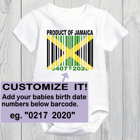 Product of Jamaica Newborn Baby Onesie With Custom Birth date