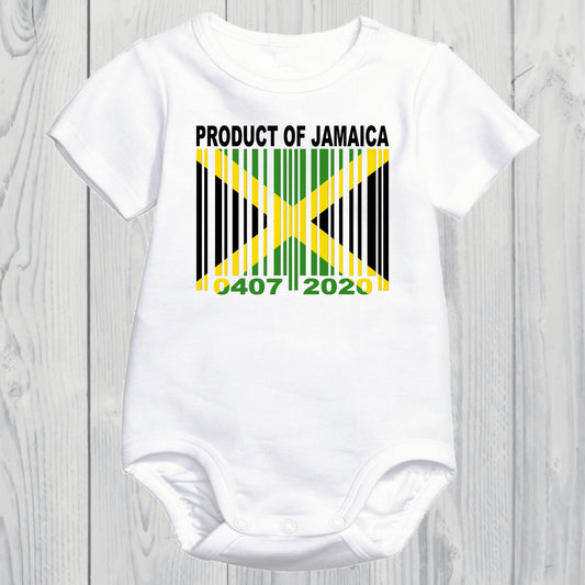 Product of Jamaica Newborn Baby Onesie With Custom Birth date