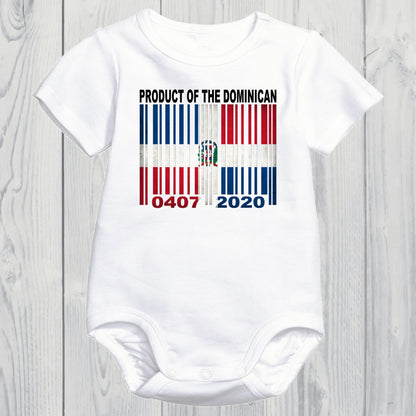 Product of the Dominican Newborn Baby Onesie With Custom Birth date