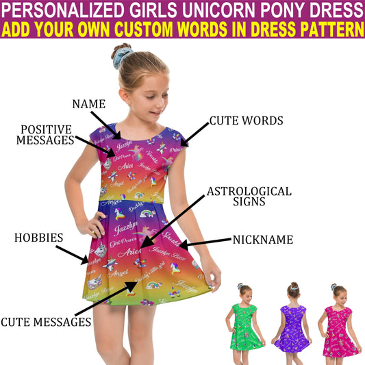 Add Your Own Text To These Amazing and Unique Unicorn Custom Girls Dress