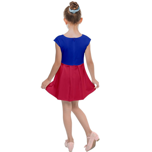 Haiti Flag Girls Size Cap Sleeve Dress