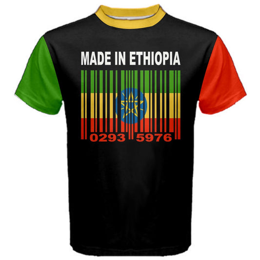 Ethiopia Ethiopian Coat of Arm Barcode Flag T-shirt