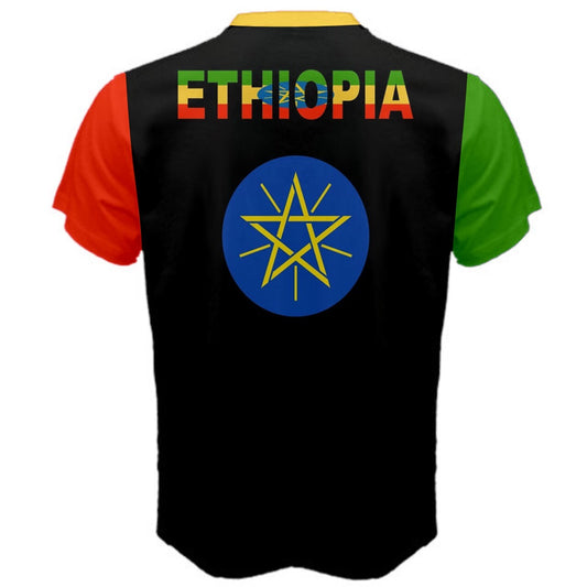 Ethiopia Ethiopian Coat of Arm Barcode Flag T-shirt