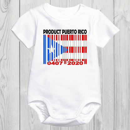 Product of Puerto Rico Baby Onesie With Custom Birth date