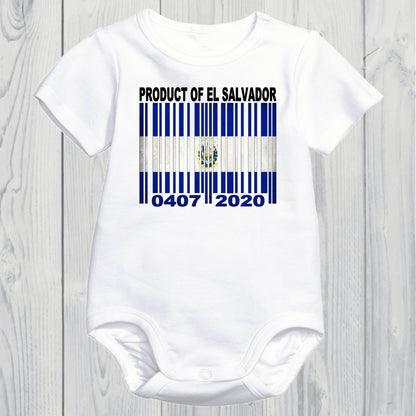 Product of El Salvador Newborn Baby Onesie With Custom Birth date