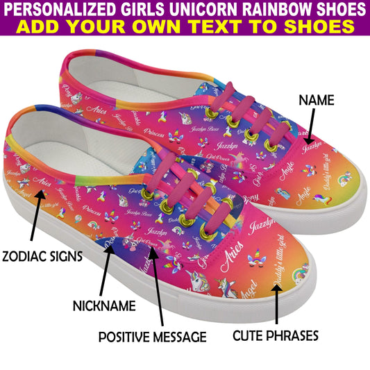 Unicorn Pony *Add Your Own Text Unique Customized Girl Shoes