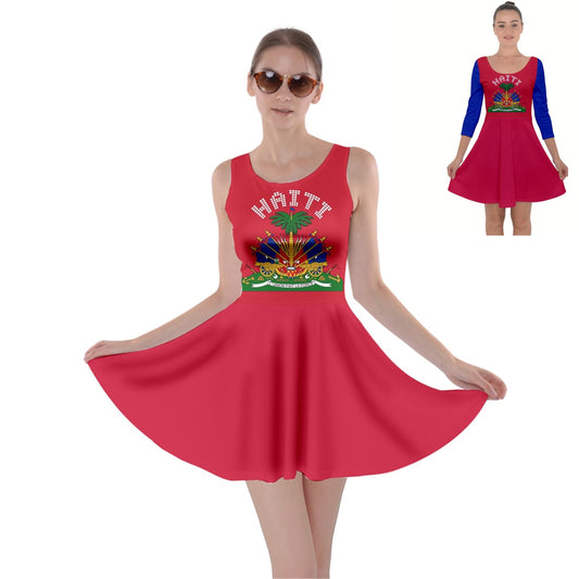 Haiti Coat of Arms Flag Girls Skater Dress *2 Styles Available
