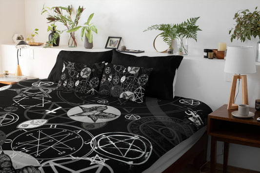 Occult Symbol Satanic Supernatural Witch Witchcraft Black Magic Duvet Cover Bed Set