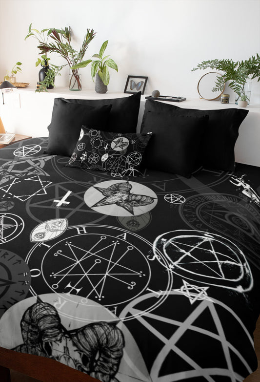 Occult Symbol Satanic Supernatural Witch Witchcraft Black Magic Duvet Cover Bed Set