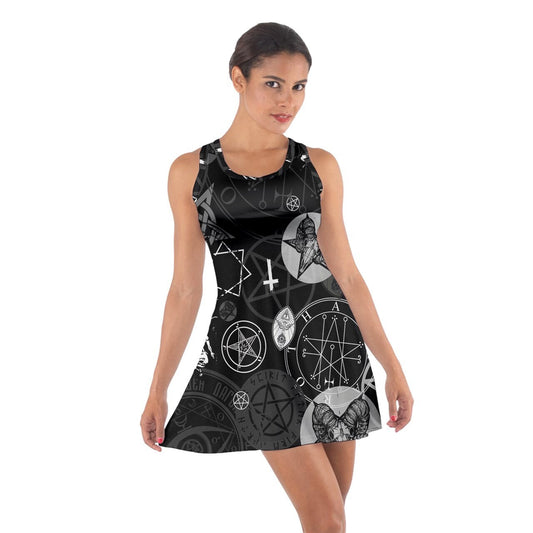 Occult Symbol Satanic Supernatural Witch Witchcraft Black Magic Racerback Sun Dress