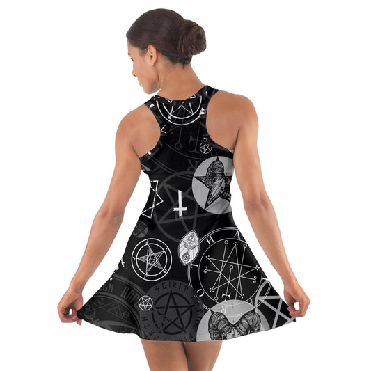 Occult Symbol Satanic Supernatural Witch Witchcraft Black Magic Racerback Sun Dress