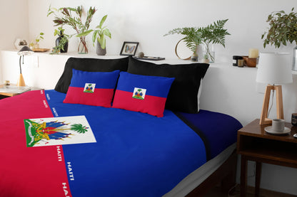 Haiti National Flag Duvet Cover & Matching Pillow Cases Bed Set