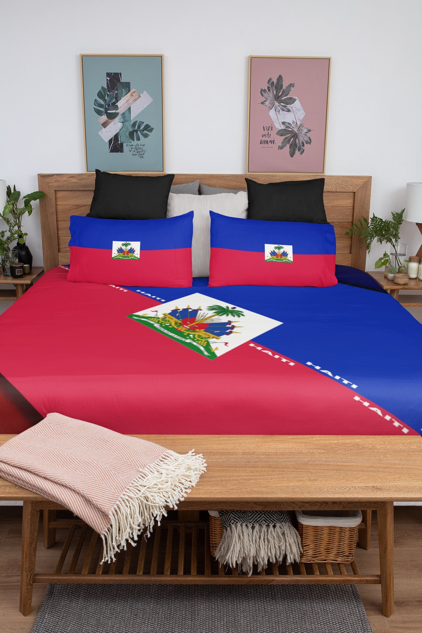 Haiti National Flag Duvet Cover & Matching Pillow Cases Bed Set