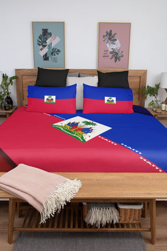 Haiti National Flag Duvet Cover & Matching Pillow Cases Bed Set