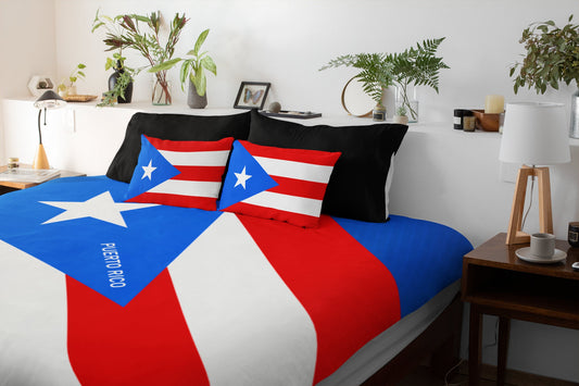 Puerto Rico National Flag Duvet Cover & 2 Matching Pillow Cases Bed Set