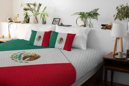 Mexico National Flag Duvet Cover & 2 Matching Pillow Cases Bed Set