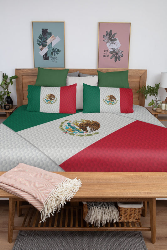 Mexico National Flag Duvet Cover & 2 Matching Pillow Cases Bed Set