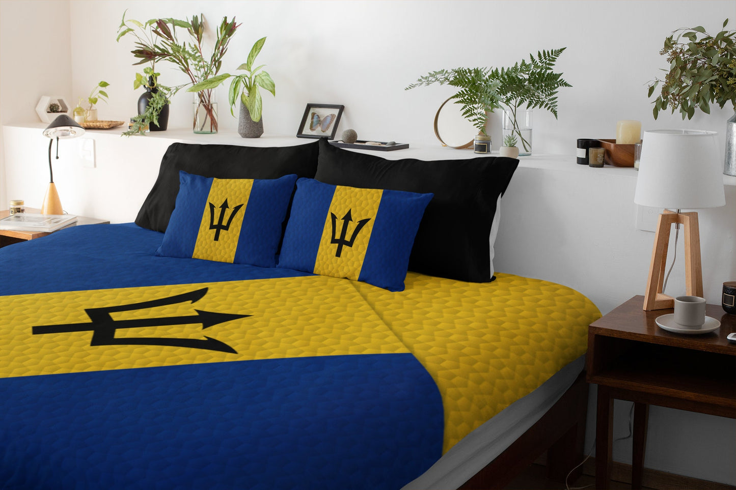 Barbados National Flag Duvet Cover & 2 Matching Pillow Cases Bed Set