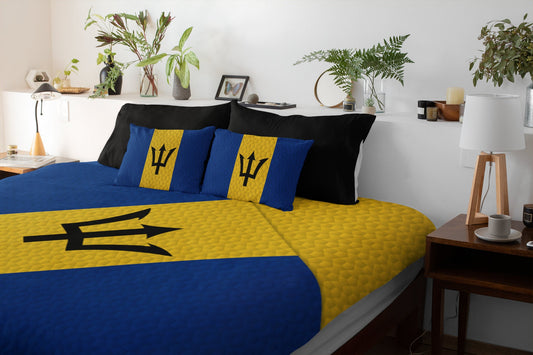 Barbados National Flag Duvet Cover & 2 Matching Pillow Cases Bed Set