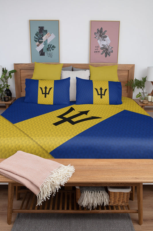 Barbados National Flag Duvet Cover & 2 Matching Pillow Cases Bed Set