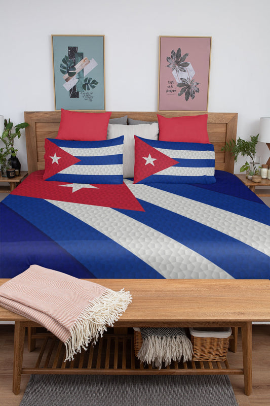 Cuba National Flag Duvet Cover & 2 Matching Pillow Cases Bed Set