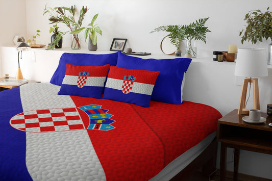 Croatia National Flag Duvet Cover & 2 Matching Pillow Cases Bed Set