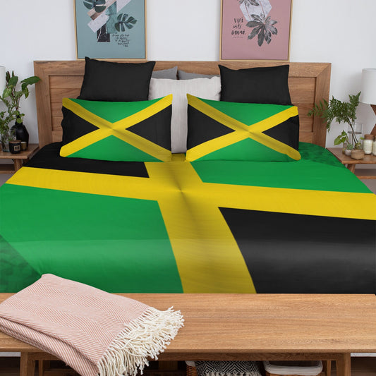 Jamaican National Flag Duvet Cover & Matching Pillow Cases Bed Set