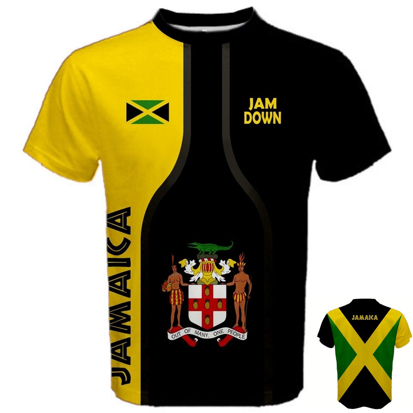 JAMDOWN Jamaica Coat of Arms Flag Black T-shirt