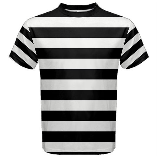 Black an White Stripes Trendy Men's T-shirt