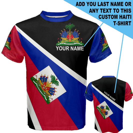Custom Name Haiti Coat of Arms Flag T-shirt