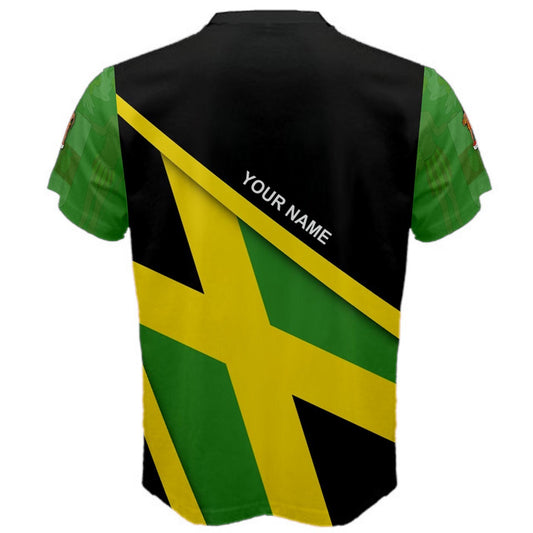 Custom Name Jamaica Flag Coat of Arms T-shirt