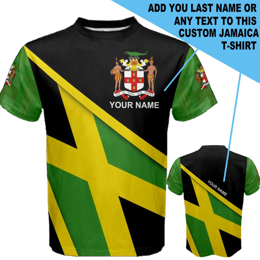 Custom Name Jamaica Flag Coat of Arms T-shirt