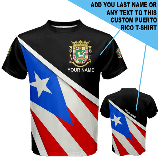 Custom Name Puerto Rico Coat of Arms Flag T-shirt