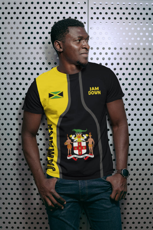 JAMDOWN Jamaica Coat of Arms Flag Black T-shirt