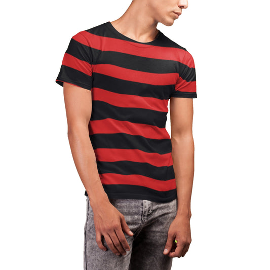 Black an Red Stripes Trendy Men's T-shirt