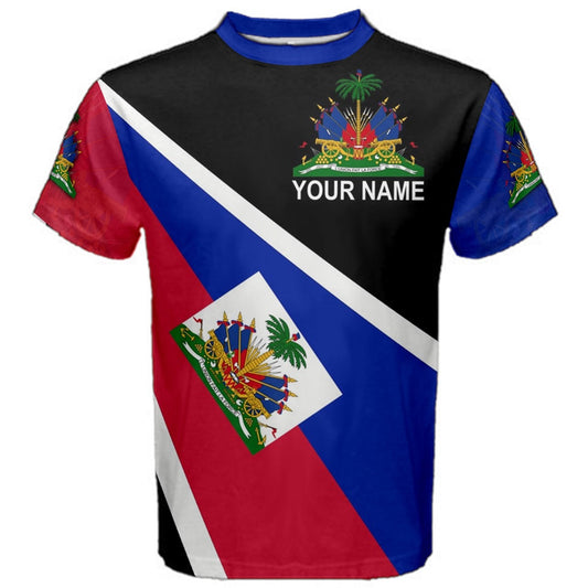 Custom Name Haiti Coat of Arms Flag T-shirt