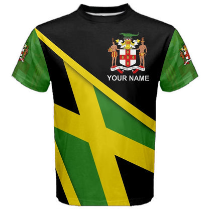 Custom Name Jamaica Flag Coat of Arms T-shirt