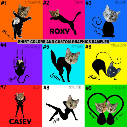 Custom Cat or Pets Face and Name Personalized Cute Funny T-shirt