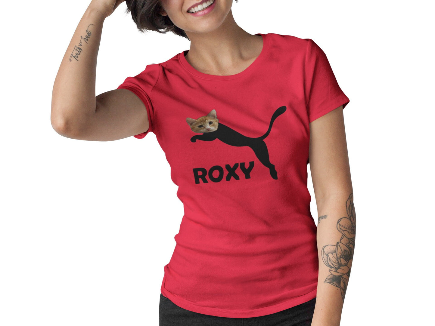 Custom Cat or Pets Face and Name Personalized Cute Funny T-shirt