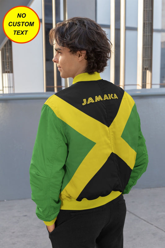 Jamaican Flag Bomber Jacket *Last Name or Custom Text Can Be Added To This Coat.