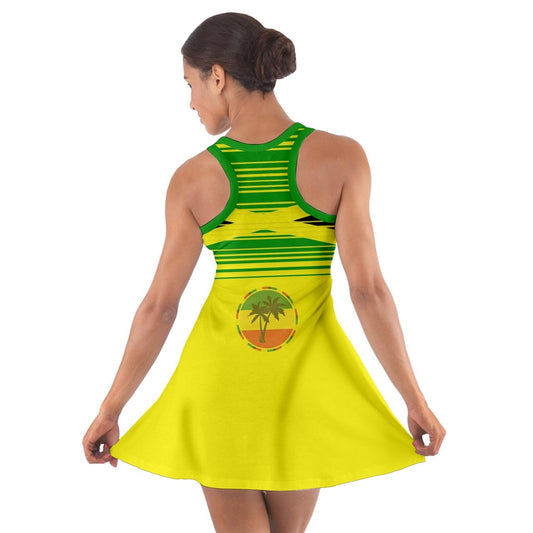 Jamaica Coat of Arms Striped Flag Sleeveless Sundress Dress