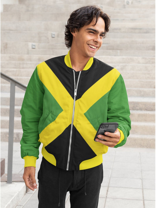 Jamaican Flag Bomber Jacket *Last Name or Custom Text Can Be Added To This Coat.