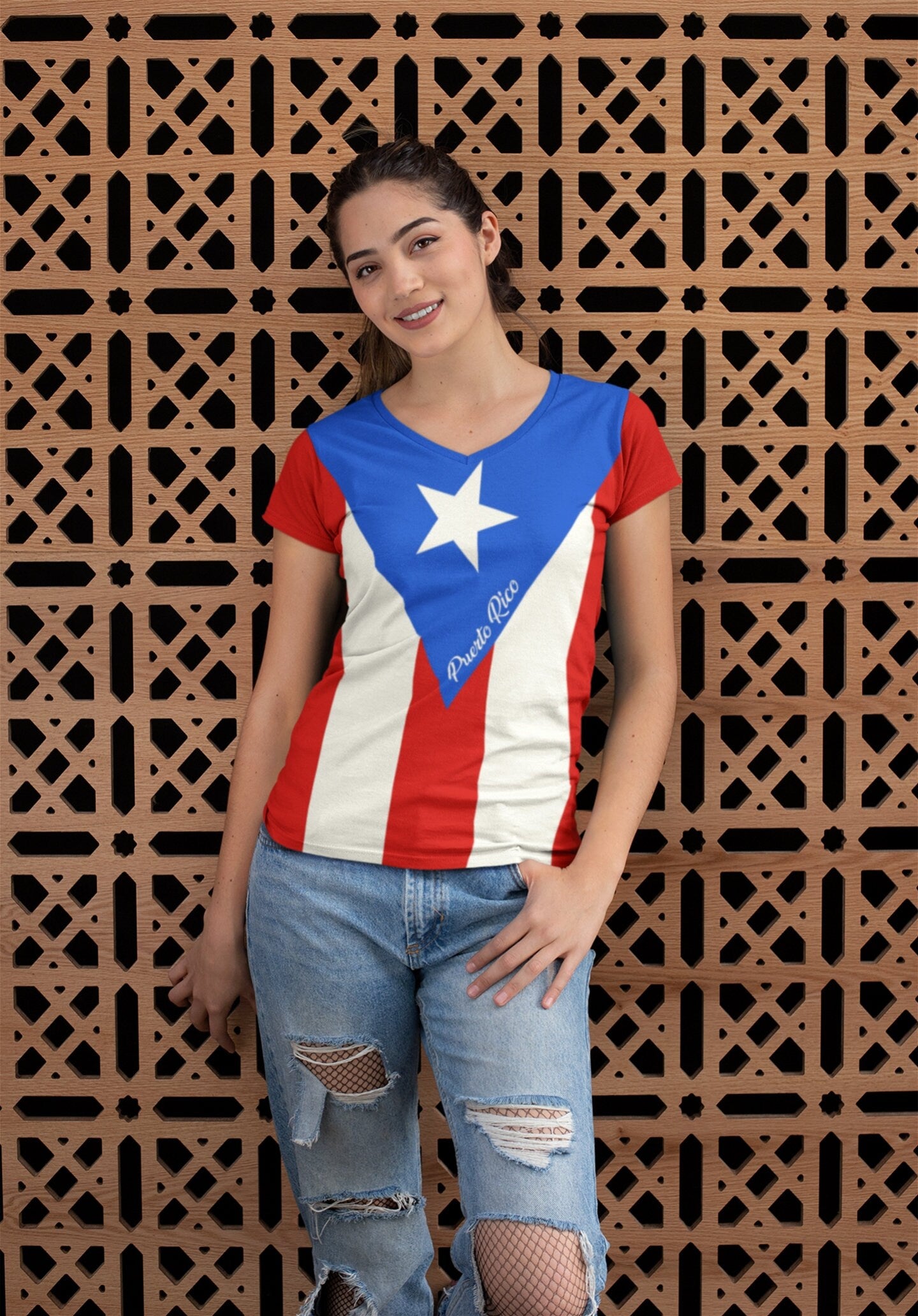 Puerto Rico Flag Women's Crew or V neck T-shirt