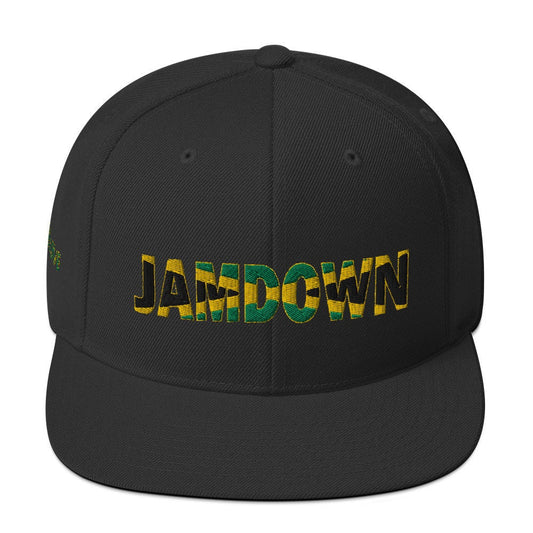 JAMDOWN Jamaican Flag Green Camo or Black Snapback Hat